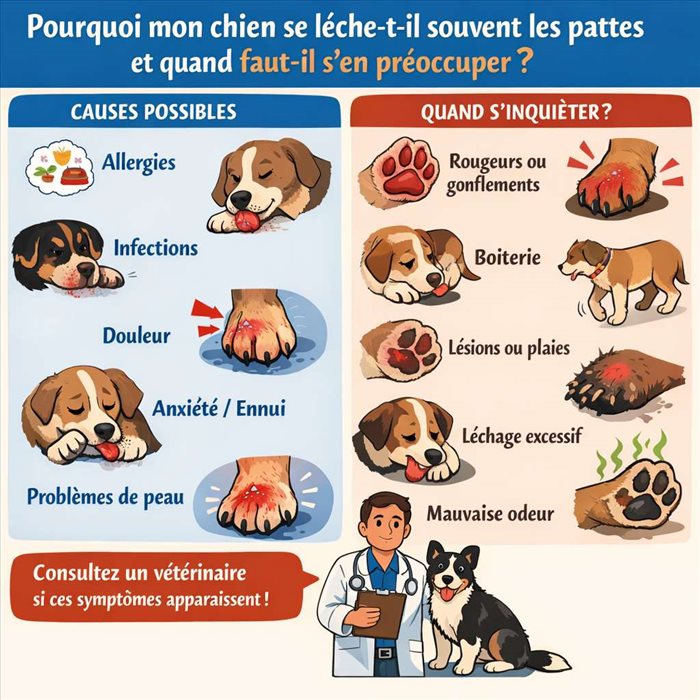 Pourquoi mon chien se lèche-t-il souvent les pattes ?